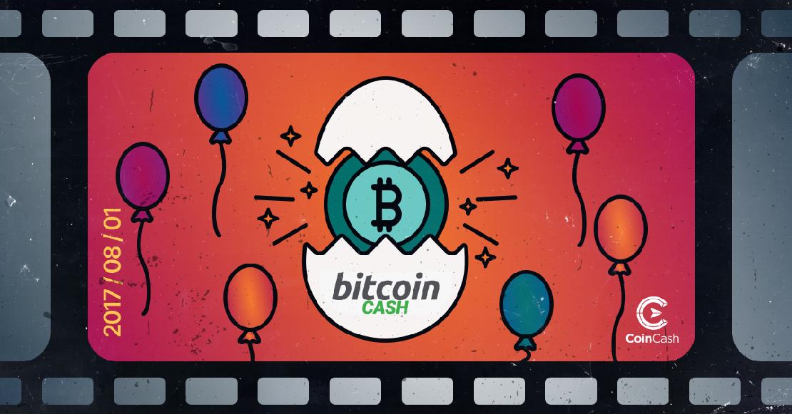 A Bitcoin Cash kikel egy tojásból, körülötte lufikkal